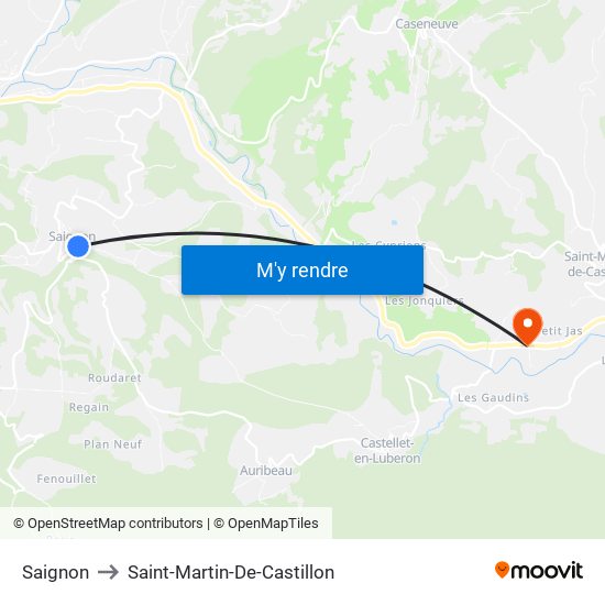 Saignon to Saint-Martin-De-Castillon map