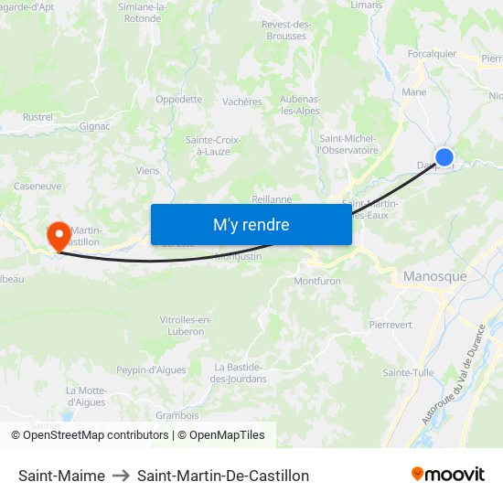 Saint-Maime to Saint-Martin-De-Castillon map