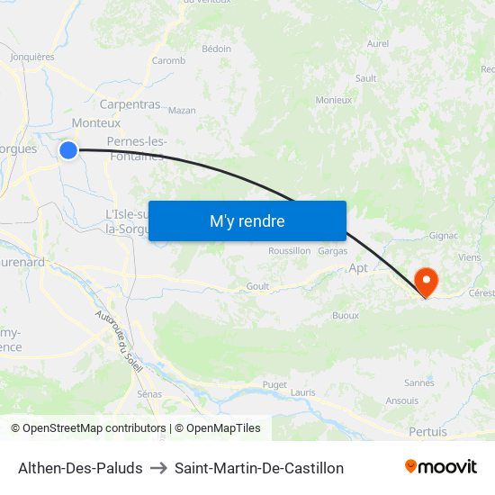 Althen-Des-Paluds to Saint-Martin-De-Castillon map