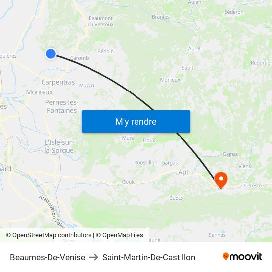 Beaumes-De-Venise to Saint-Martin-De-Castillon map