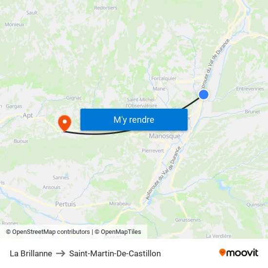 La Brillanne to Saint-Martin-De-Castillon map