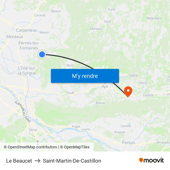 Le Beaucet to Saint-Martin-De-Castillon map