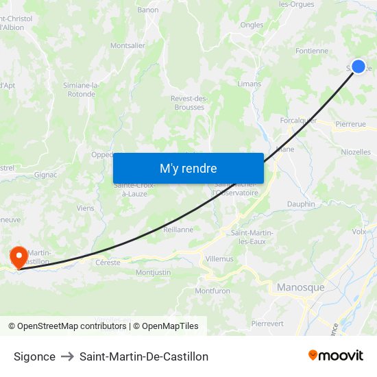 Sigonce to Saint-Martin-De-Castillon map