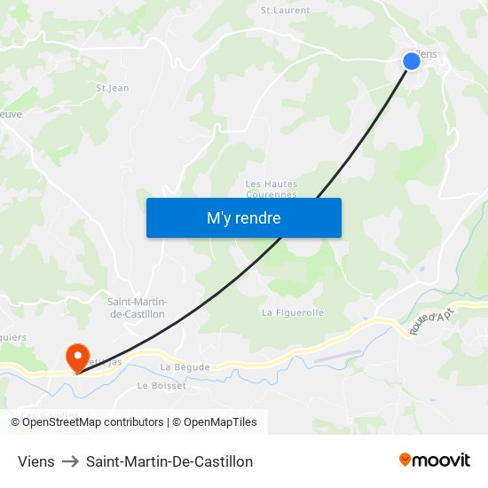 Viens to Saint-Martin-De-Castillon map