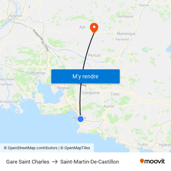 Gare Saint Charles to Saint-Martin-De-Castillon map