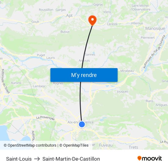 Saint-Louis to Saint-Martin-De-Castillon map