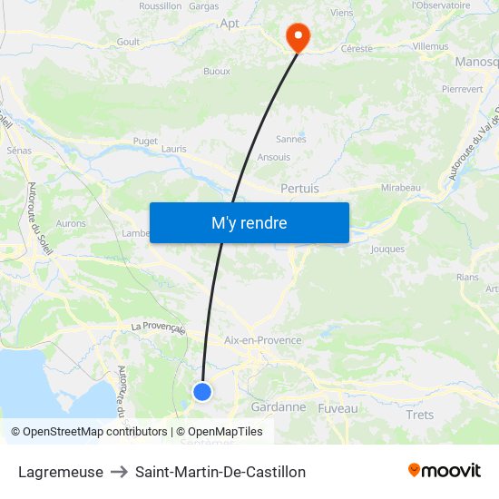 Lagremeuse to Saint-Martin-De-Castillon map