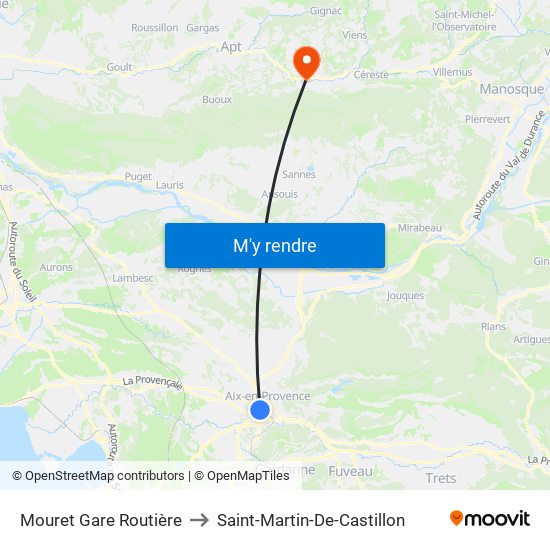 Mouret Gare Routière to Saint-Martin-De-Castillon map