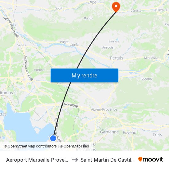 Aéroport Marseille-Provence to Saint-Martin-De-Castillon map