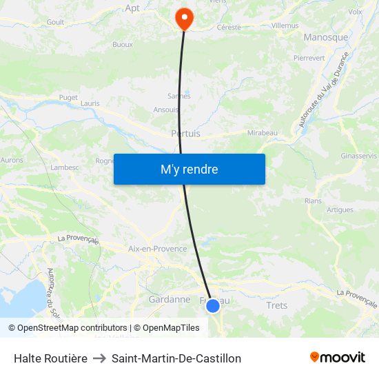 Halte Routière to Saint-Martin-De-Castillon map