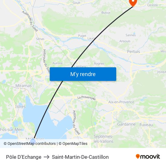 Pôle D'Echange to Saint-Martin-De-Castillon map