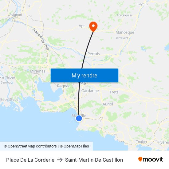 Place De La Corderie to Saint-Martin-De-Castillon map