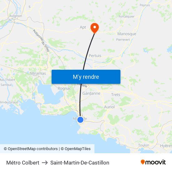 Métro Colbert to Saint-Martin-De-Castillon map