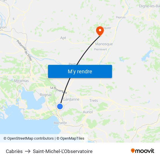 Cabriès to Saint-Michel-L'Observatoire map