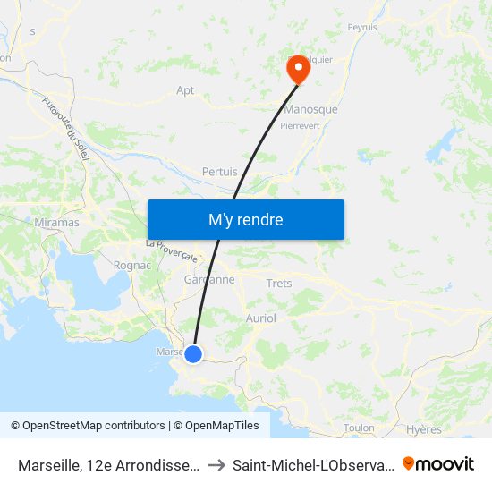 Marseille, 12e Arrondissement to Saint-Michel-L'Observatoire map