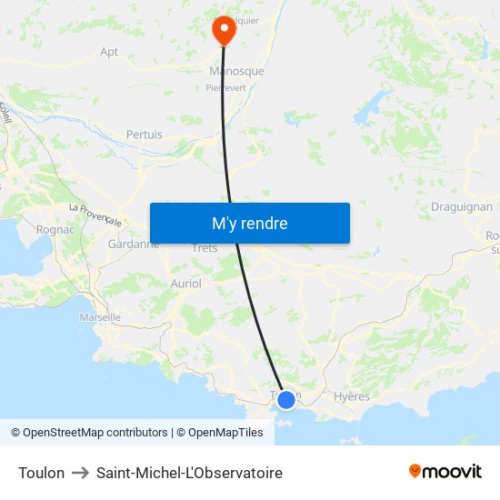 Toulon to Saint-Michel-L'Observatoire map