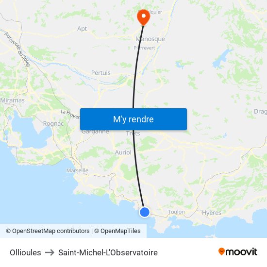 Ollioules to Saint-Michel-L'Observatoire map