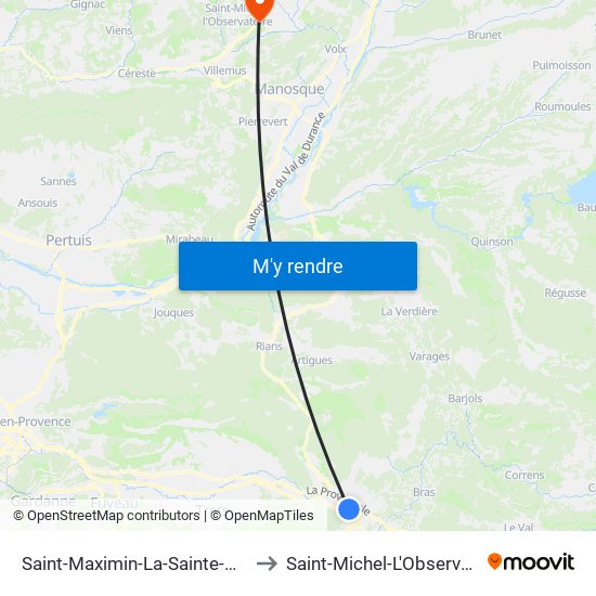 Saint-Maximin-La-Sainte-Baume to Saint-Michel-L'Observatoire map