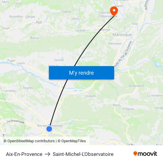 Aix-En-Provence to Saint-Michel-L'Observatoire map