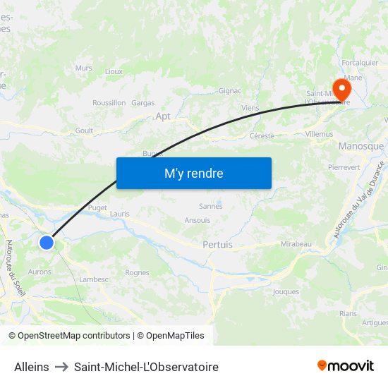 Alleins to Saint-Michel-L'Observatoire map