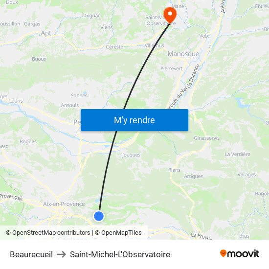 Beaurecueil to Saint-Michel-L'Observatoire map