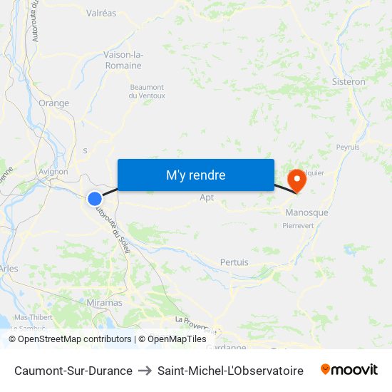 Caumont-Sur-Durance to Saint-Michel-L'Observatoire map