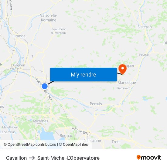 Cavaillon to Saint-Michel-L'Observatoire map