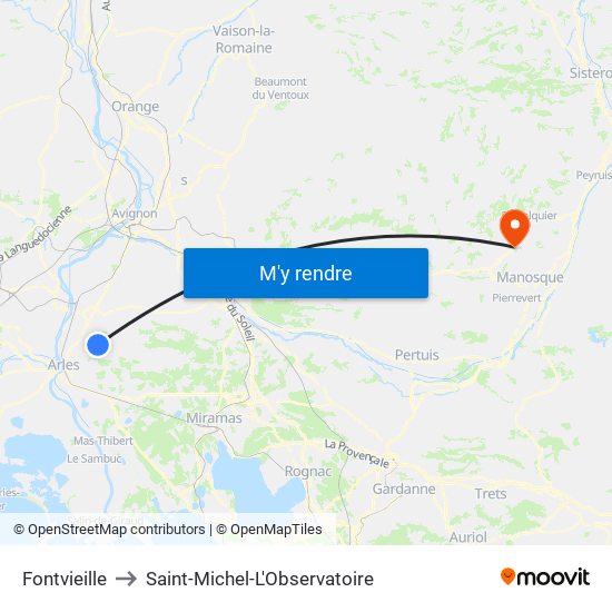Fontvieille to Saint-Michel-L'Observatoire map