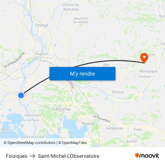 Fourques to Saint-Michel-L'Observatoire map