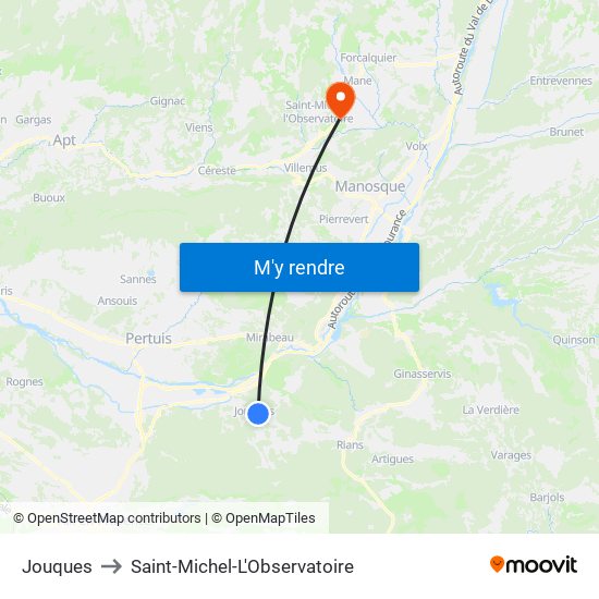Jouques to Saint-Michel-L'Observatoire map
