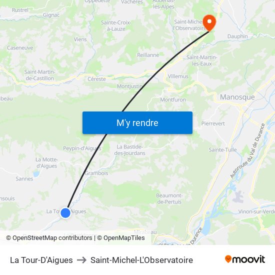 La Tour-D'Aigues to Saint-Michel-L'Observatoire map