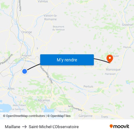 Maillane to Saint-Michel-L'Observatoire map