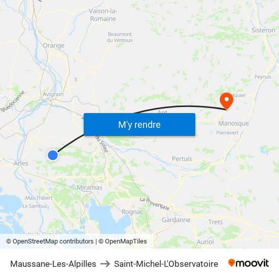 Maussane-Les-Alpilles to Saint-Michel-L'Observatoire map
