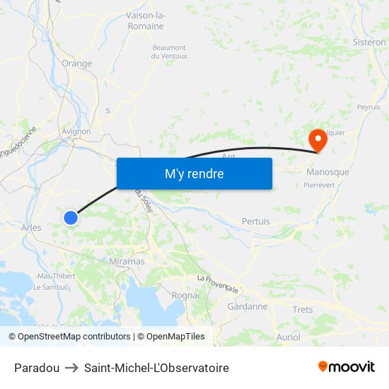 Paradou to Saint-Michel-L'Observatoire map