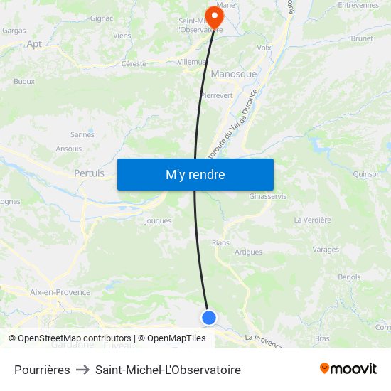 Pourrières to Saint-Michel-L'Observatoire map