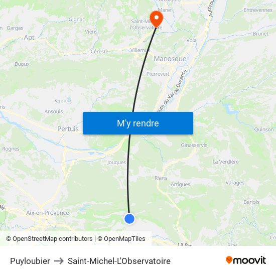 Puyloubier to Saint-Michel-L'Observatoire map