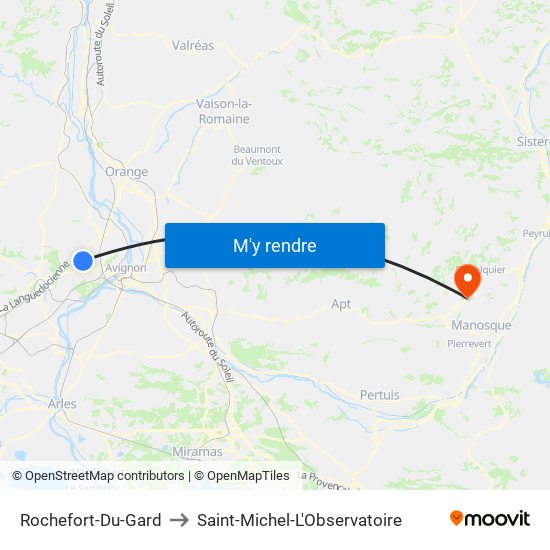 Rochefort-Du-Gard to Saint-Michel-L'Observatoire map