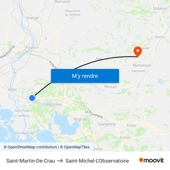 Saint-Martin-De-Crau to Saint-Michel-L'Observatoire map