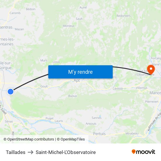 Taillades to Saint-Michel-L'Observatoire map