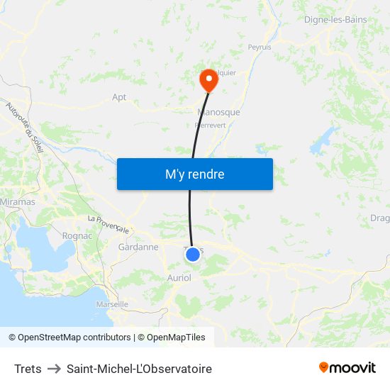 Trets to Saint-Michel-L'Observatoire map