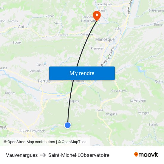 Vauvenargues to Saint-Michel-L'Observatoire map