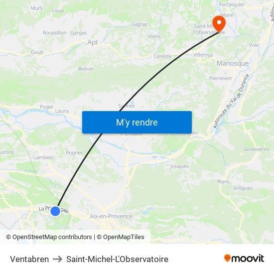 Ventabren to Saint-Michel-L'Observatoire map