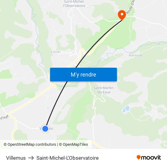 Villemus to Saint-Michel-L'Observatoire map