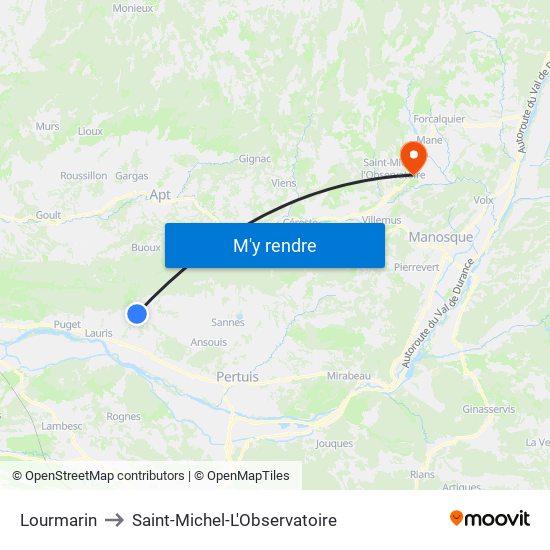 Lourmarin to Saint-Michel-L'Observatoire map