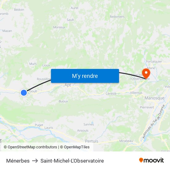 Ménerbes to Saint-Michel-L'Observatoire map