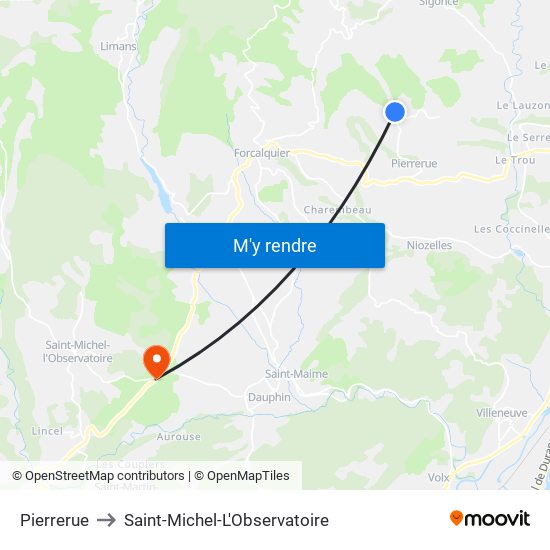 Pierrerue to Saint-Michel-L'Observatoire map