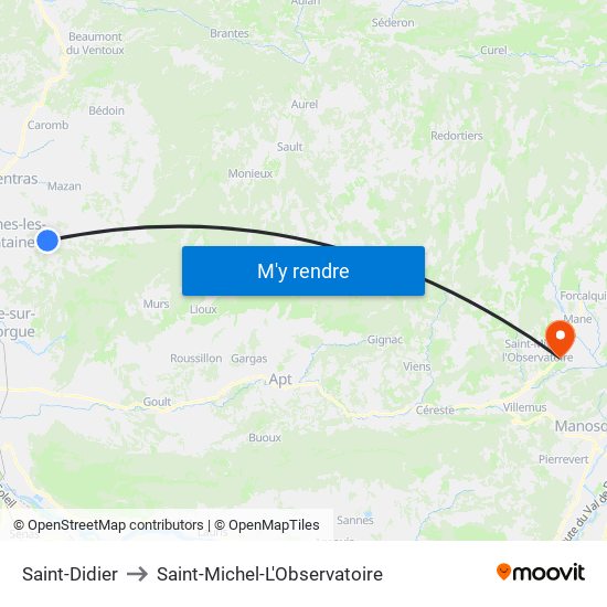 Saint-Didier to Saint-Michel-L'Observatoire map