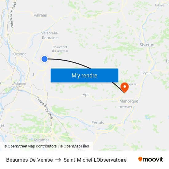 Beaumes-De-Venise to Saint-Michel-L'Observatoire map