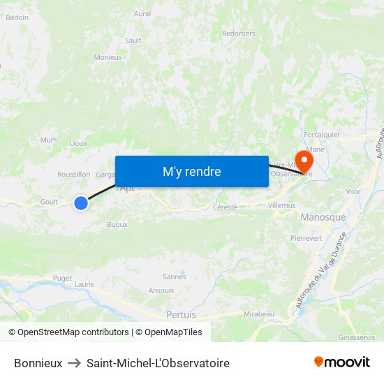 Bonnieux to Saint-Michel-L'Observatoire map