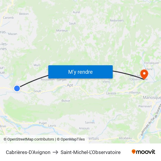 Cabrières-D'Avignon to Saint-Michel-L'Observatoire map